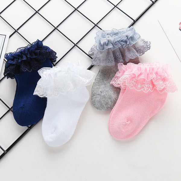 0-1Years Newborn Baby Cotton Socks Lace Princess Combed Cotton Socks for Girls Summer Spring Infant Babe Socks