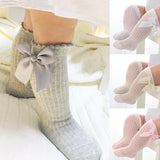 Winter Autumn baby girl socks meias infantil Knee High Bows Princess Socks Winter Baby Socks Long Tube Vertical Striped sokken