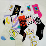 Korean style fashion Harajuku street hip hop socks unisex fun men's socks happy skateboard flame ladies socks