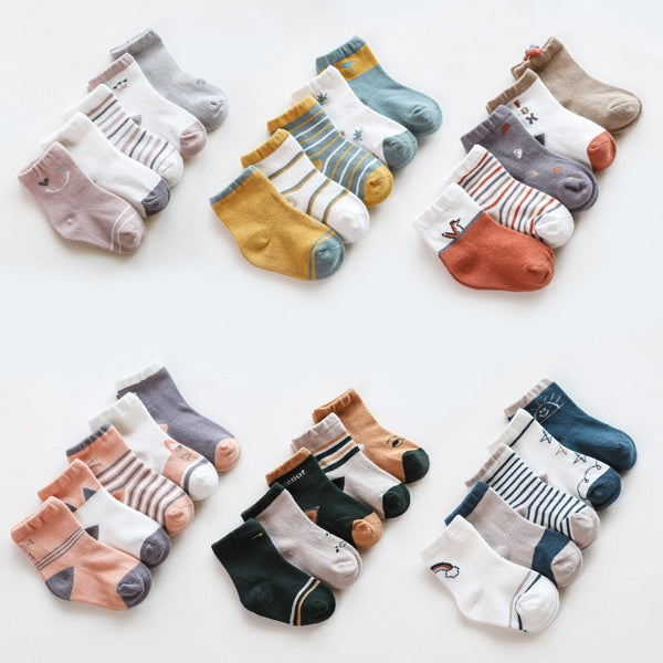 5Pairs/lot Infant Baby Socks Autumn Baby Socks for Girls Cotton Newborn Cartoon Boy Toddler Socks Baby Clothes Accessories