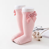 Cute Baby Girls Socks Knee High with Bow Baby Princess Socks for Girl Sweet Baby Socks Long Tube Kids Children BeBe Footwear