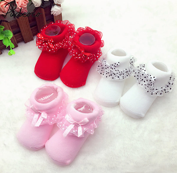 Baby Girls Tutu Socks Lace Newborn Infant Sock Cotton Short Socks  0-12 Months