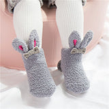 Coral fleece Baby Girls Socks Newborn Soft Cute Rabbit Baby Socks Winter Style Size S(3M,6M,9M)andM(12M,18M,24M)