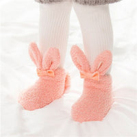 Coral fleece Baby Girls Socks Newborn Soft Cute Rabbit Baby Socks Winter Style Size S(3M,6M,9M)andM(12M,18M,24M)