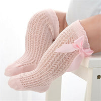 Baby Infants Kids Toddlers Girls Boys Knee High Socks Tights Leg Warmer Ribbon Bow Solid Cotton Stretch Cute Lovely 0-3Y